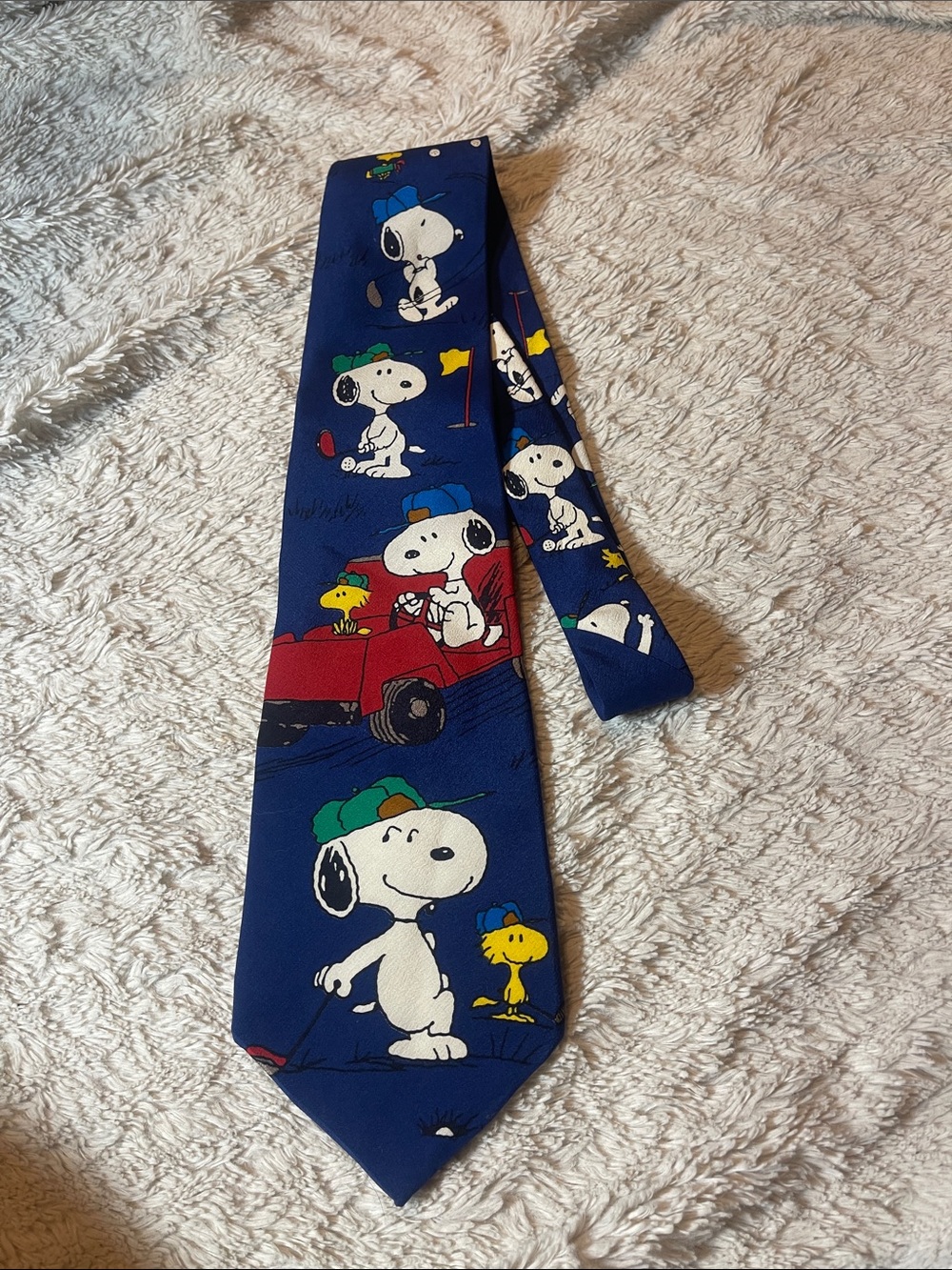 Peanuts Navy Blue Snoopy & Woodstock Joe golfer tie